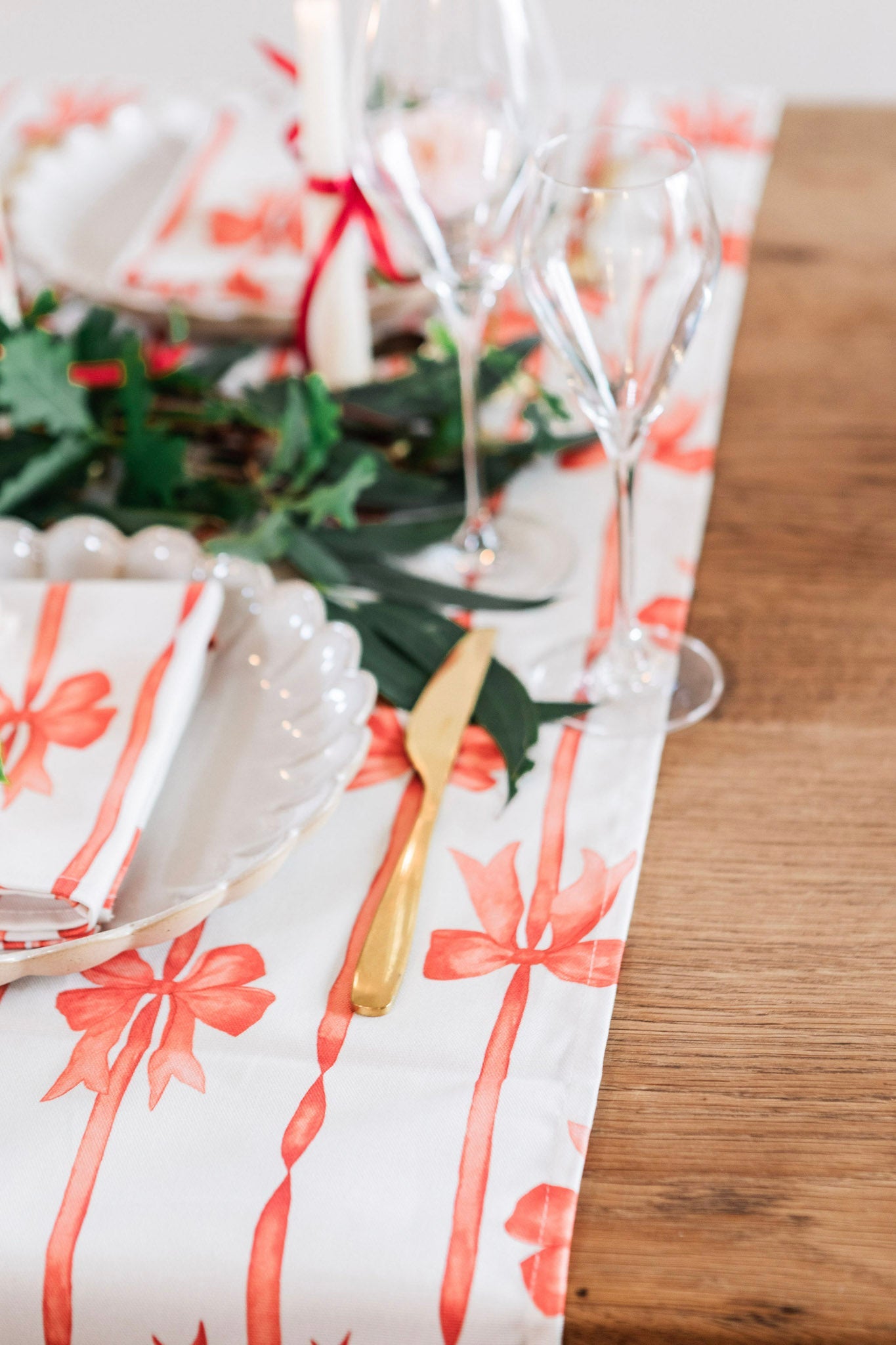 Red Ribbons Table Runner
