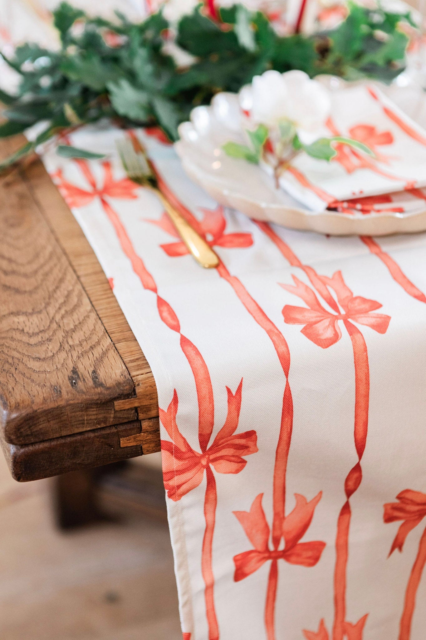 Red Ribbons Table Runner