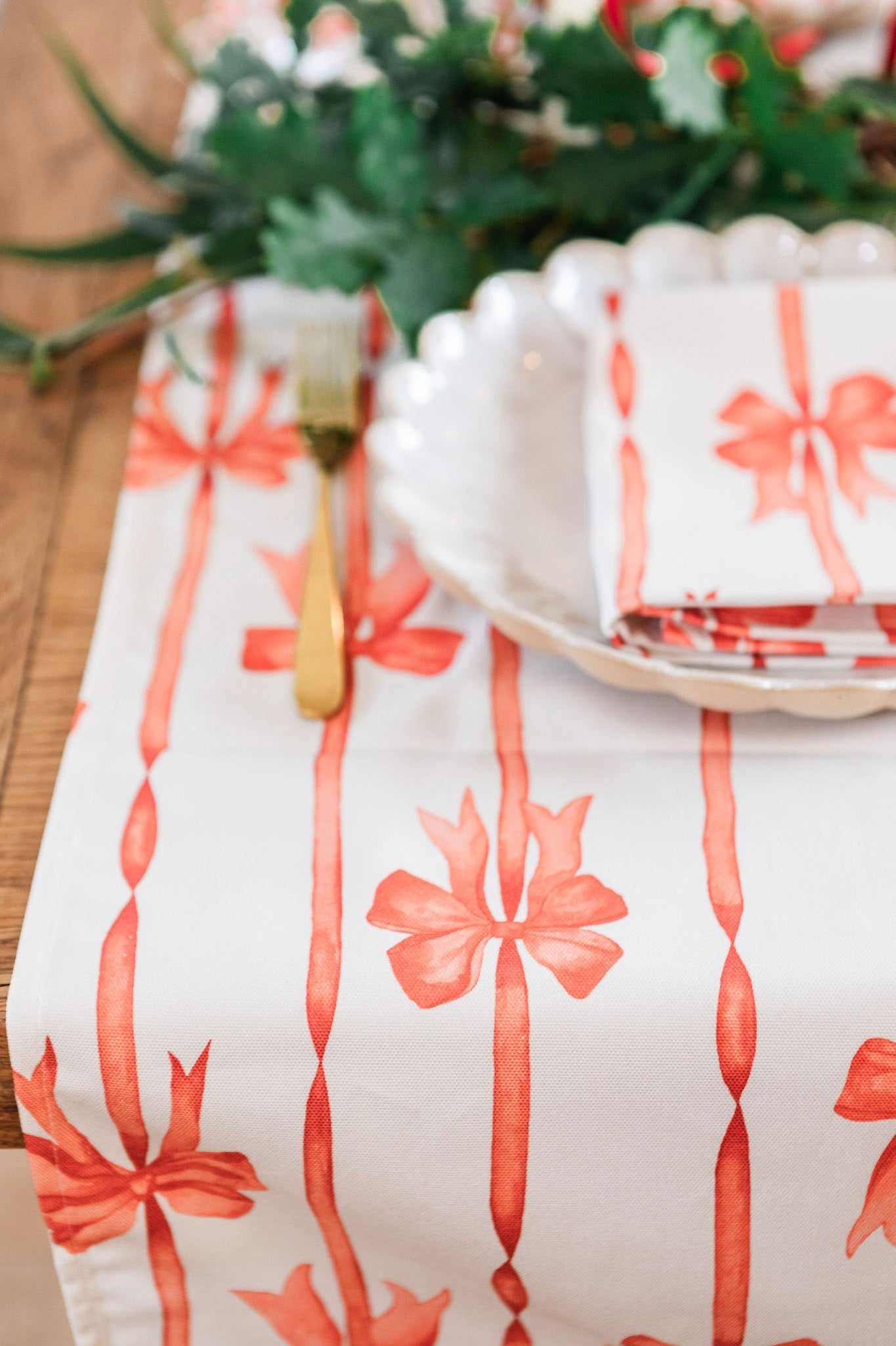 Red Ribbons Table Runner