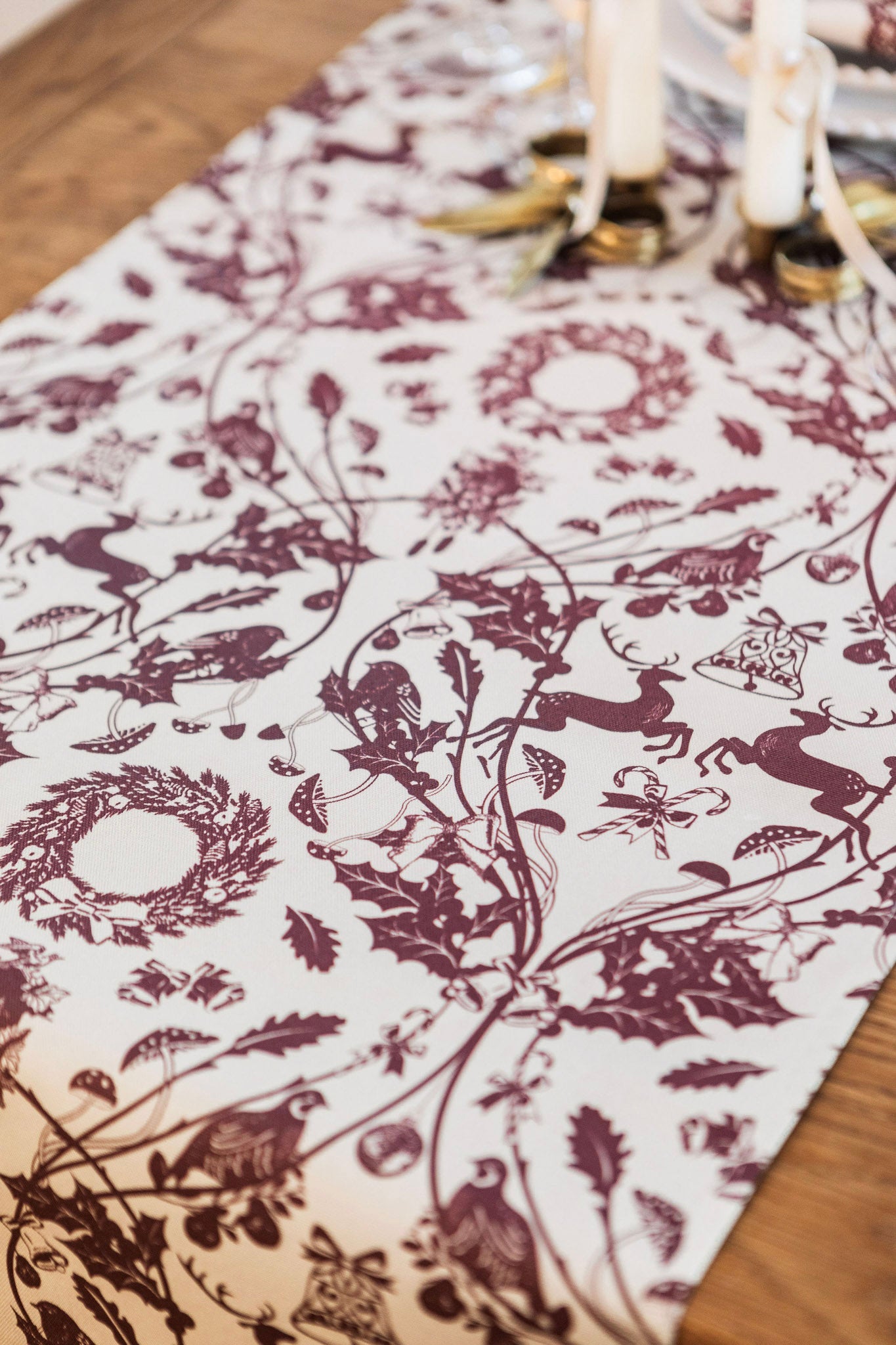 Burgundy Stag Table Runner