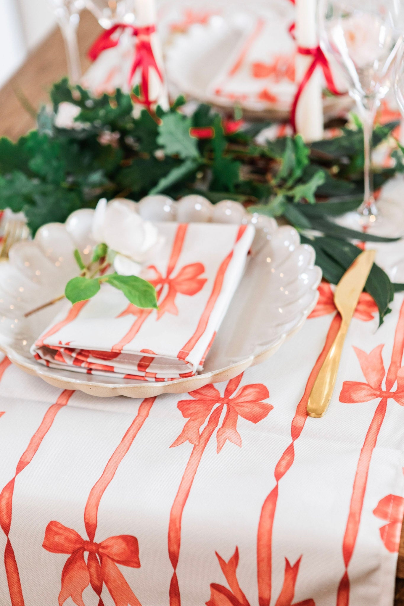 Red Ribbons Table Runner