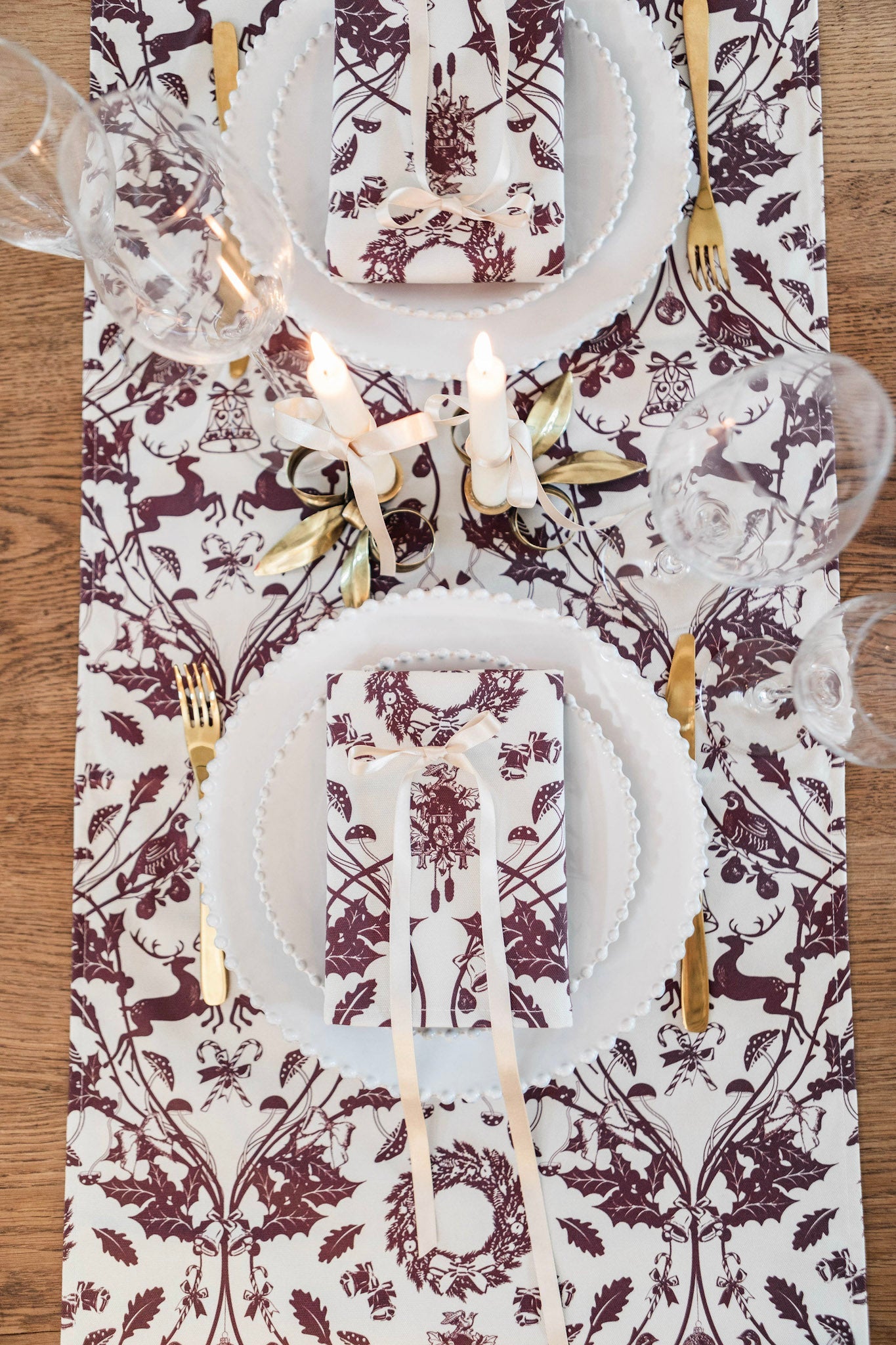 Burgundy Stag Table Runner