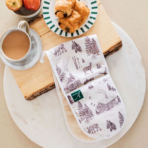 Festive Toile - Burgundy Oven Glove
