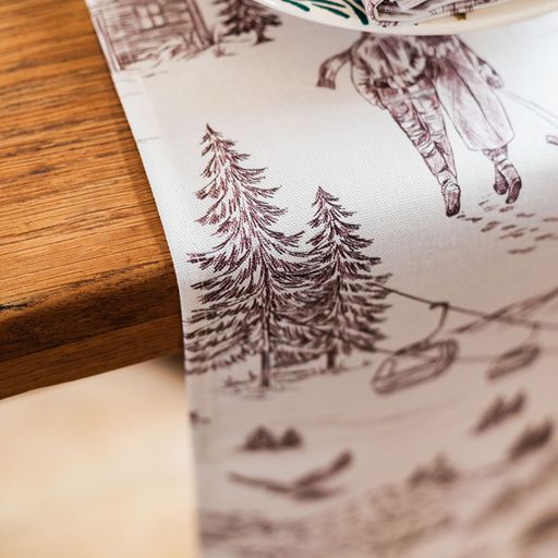 Festive Toile - Burgundy Table Runner
