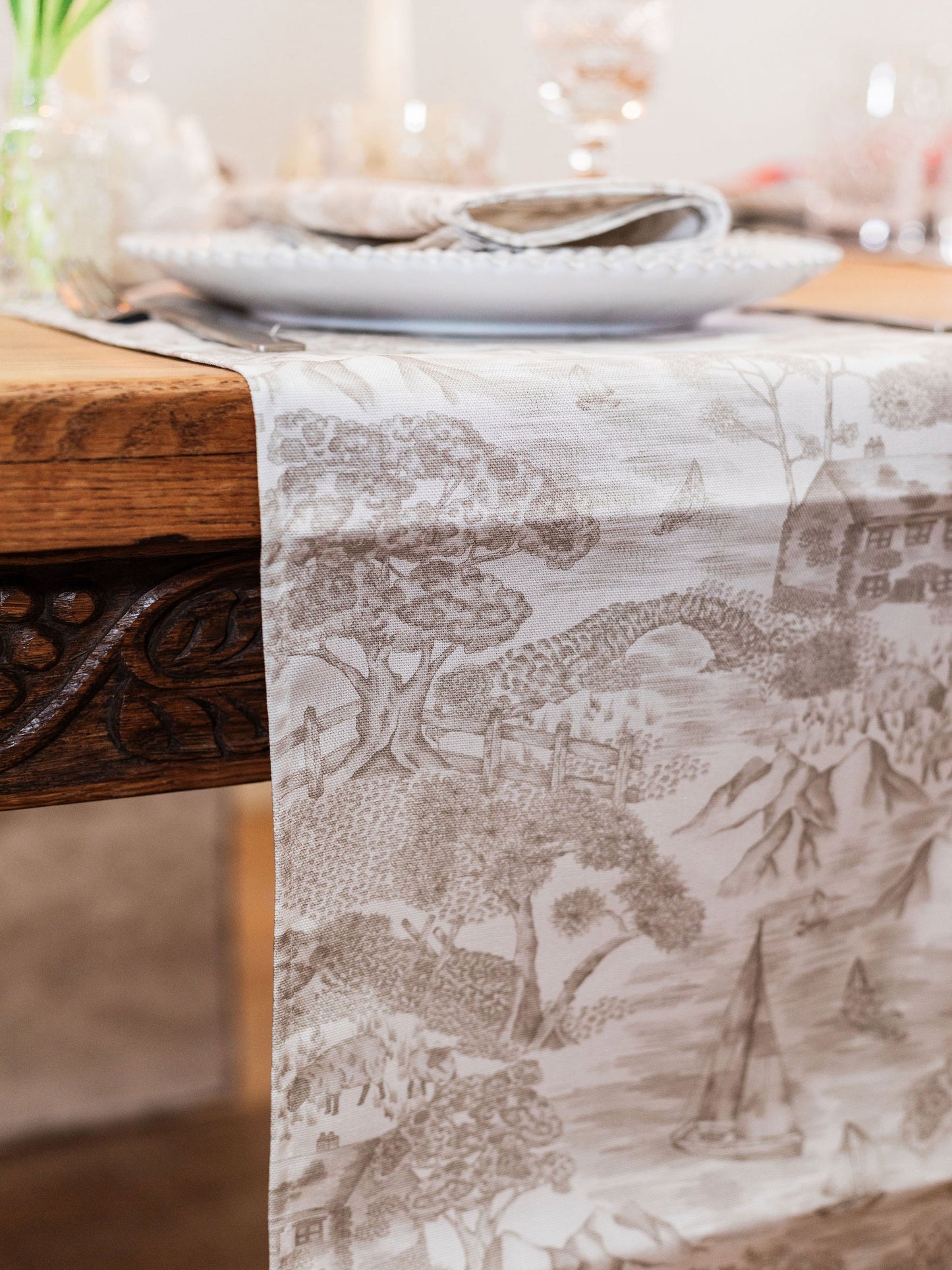 Soft Toile Table Runner