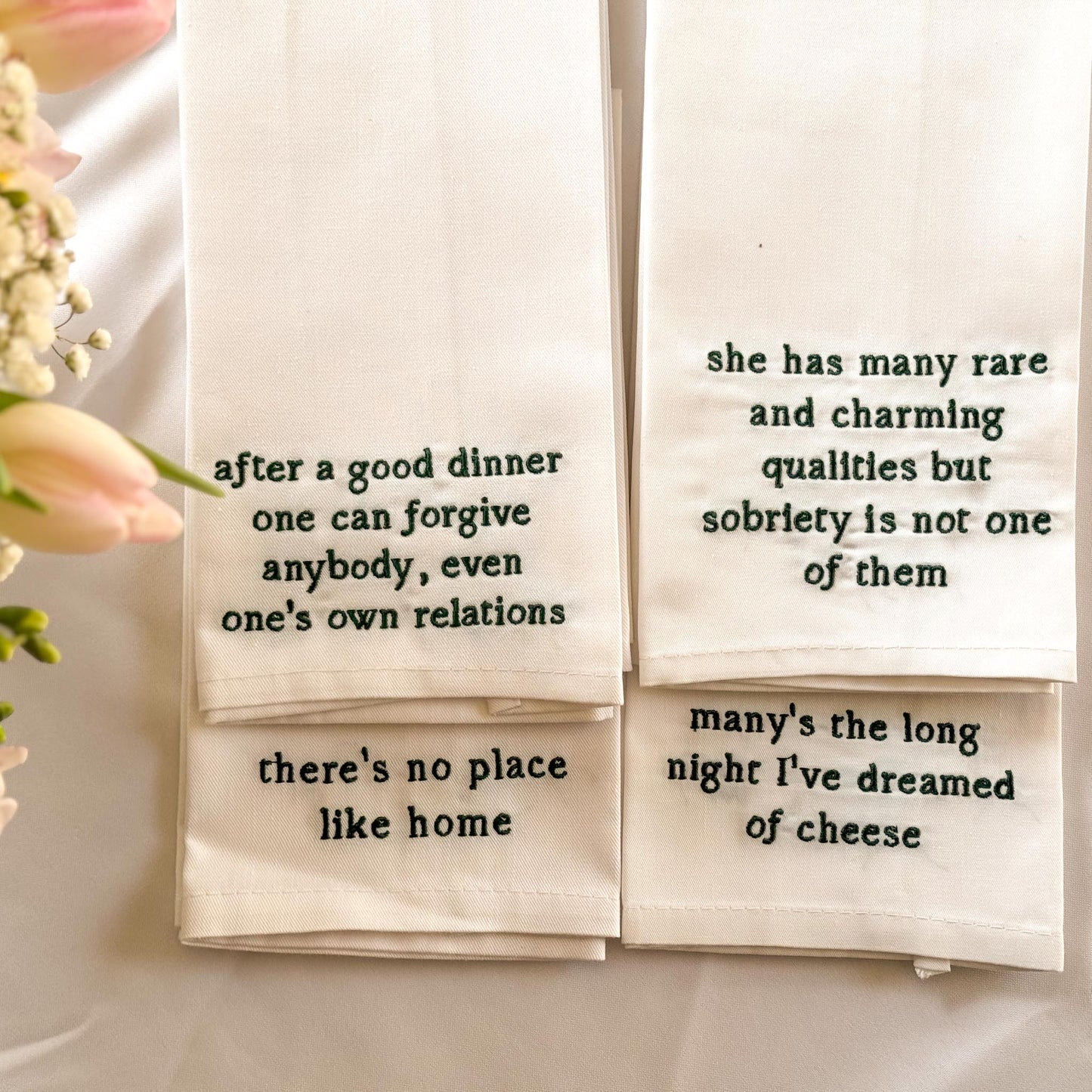 The Literary Collection- Embroidered Napkin Gift Set