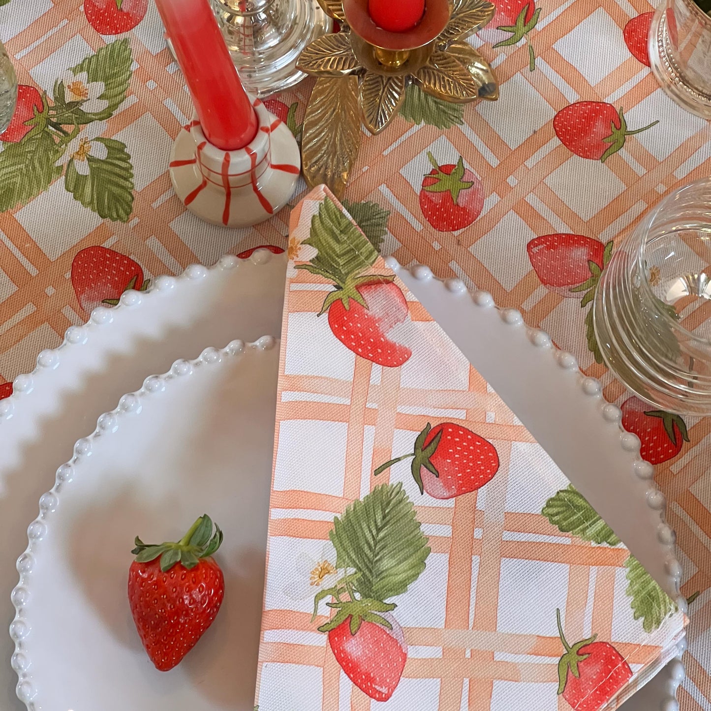 Strawberry Picnic Table Runner
