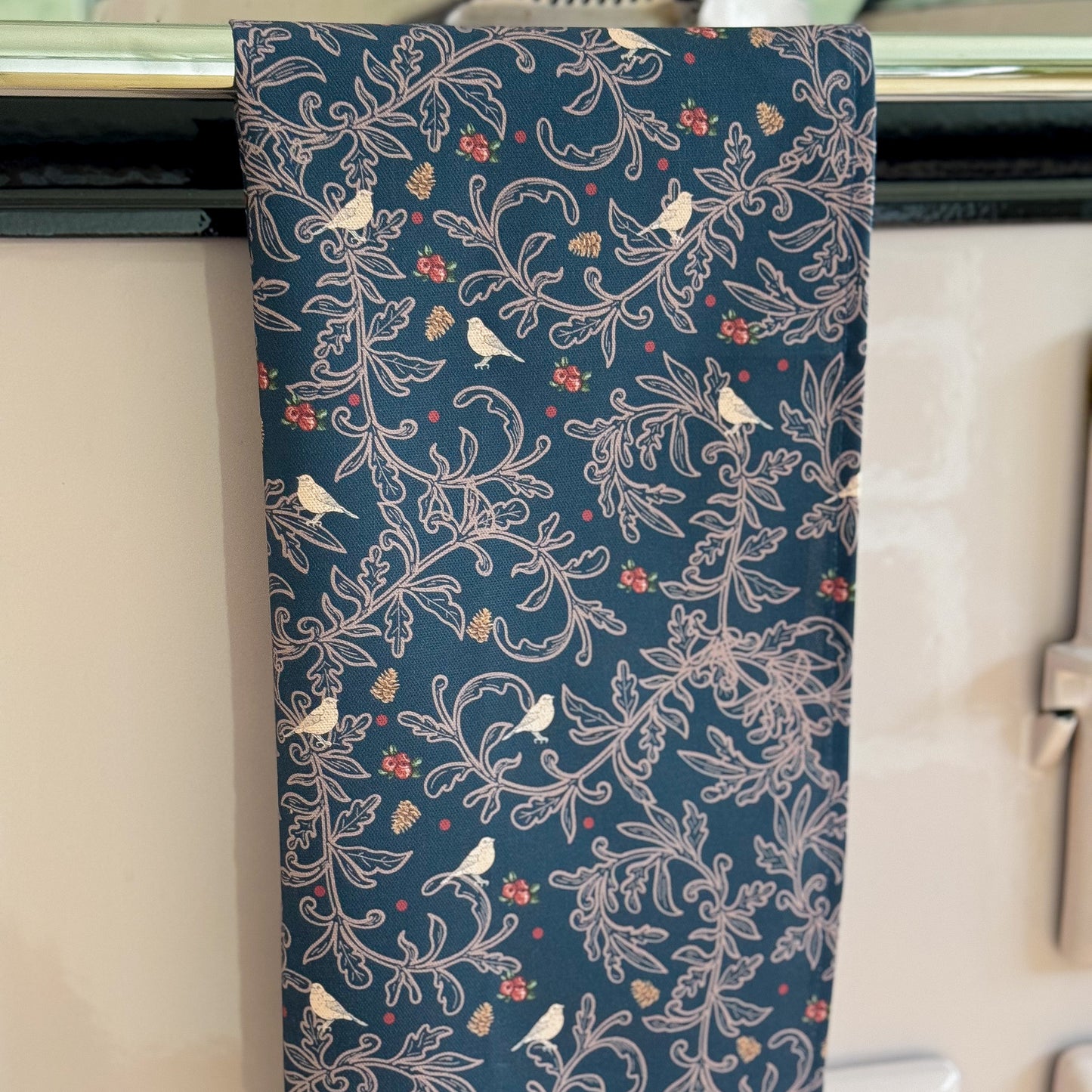 Navy Robins Tea Towel
