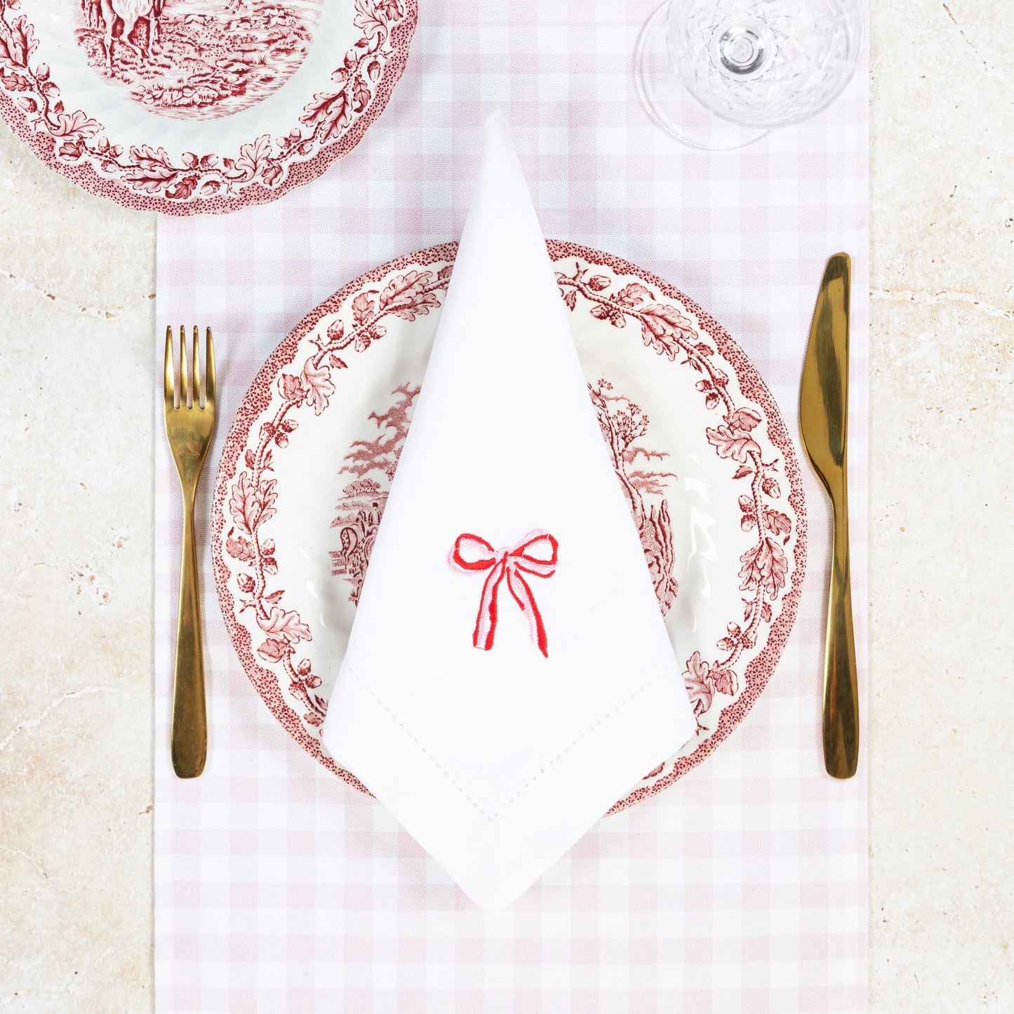 The Belle Bow Embroidered Napkins (Pair)