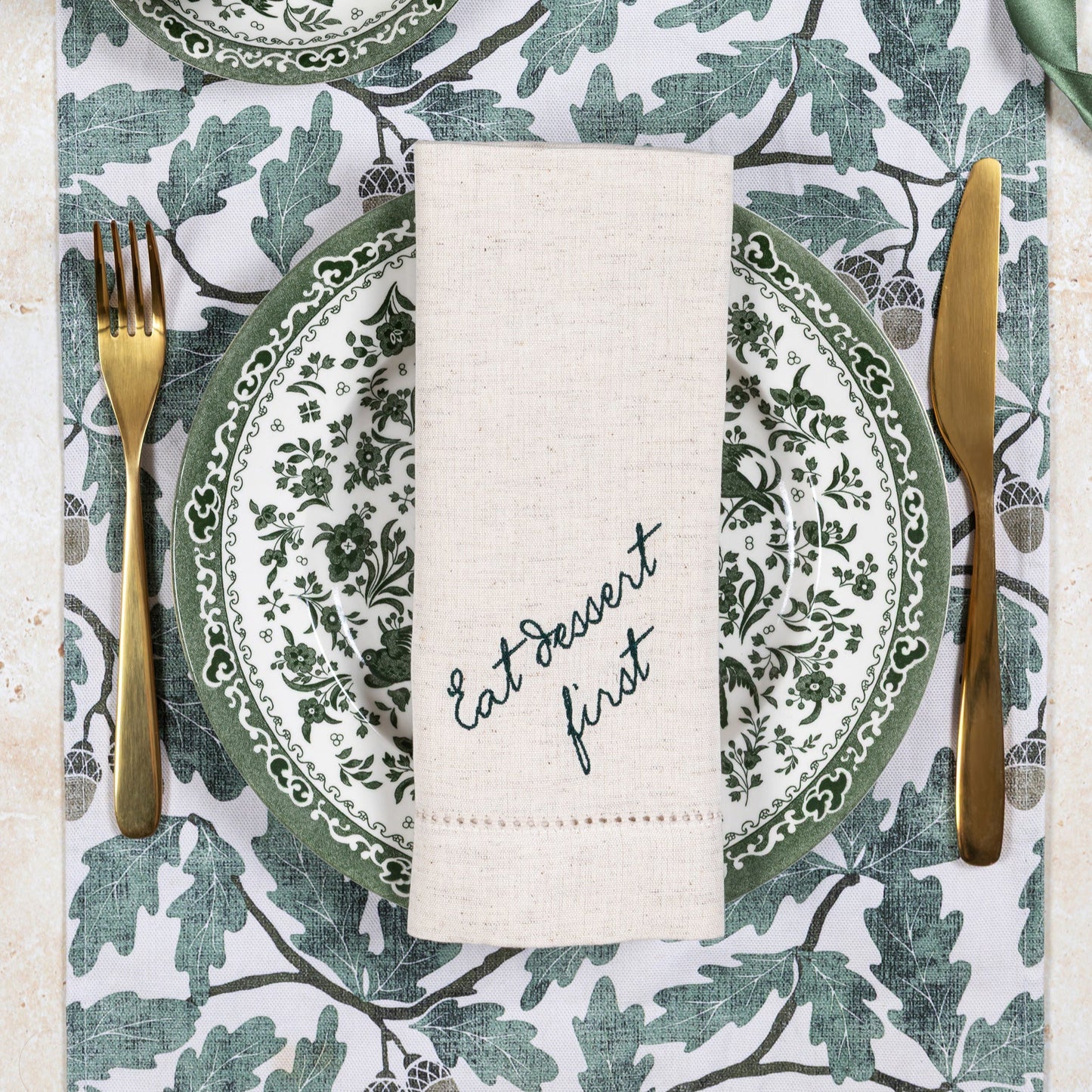 Eat Dessert First Embroidered Napkins (Pair)