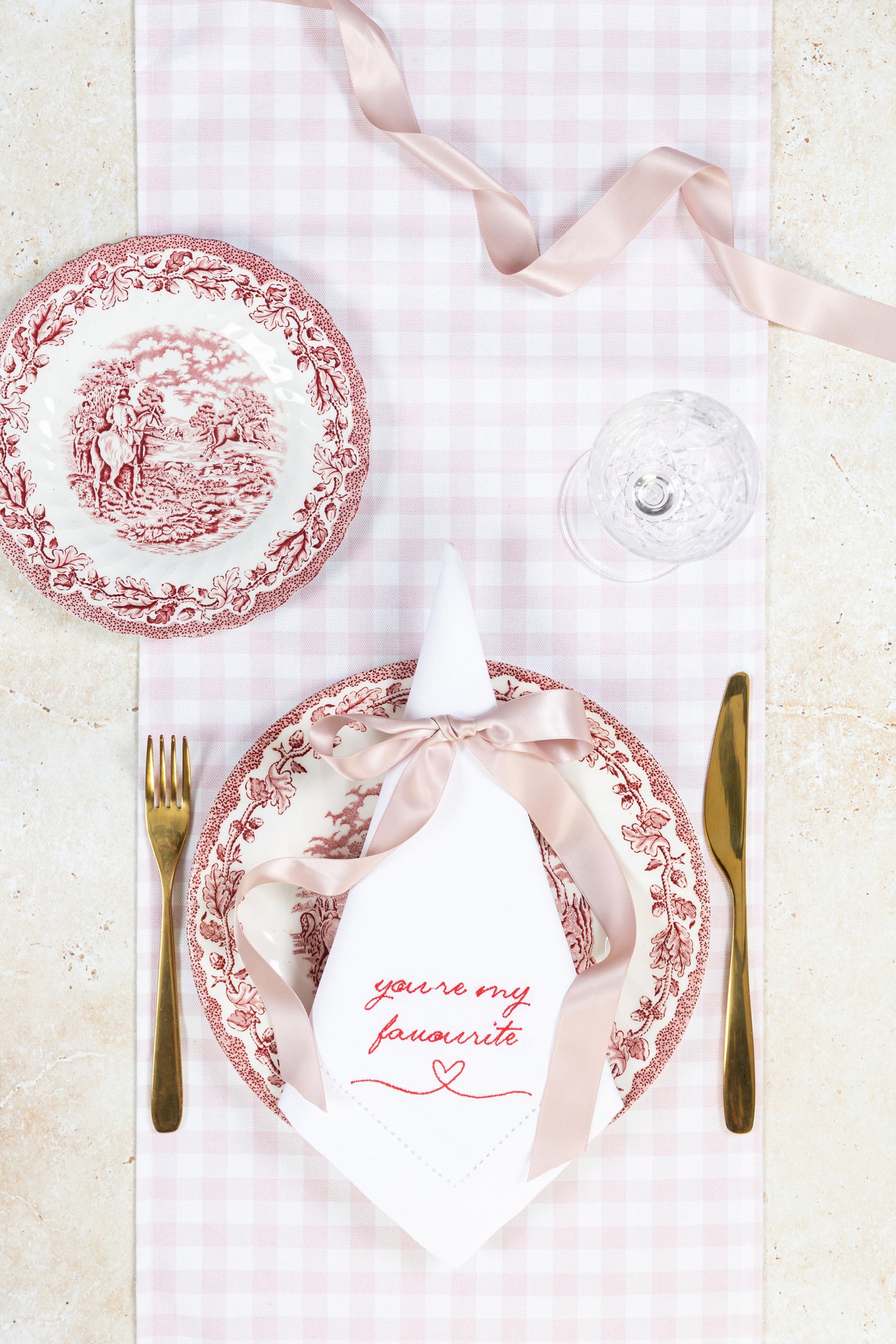 You're My Favourite - Red - Embroidered Napkins (Pair)