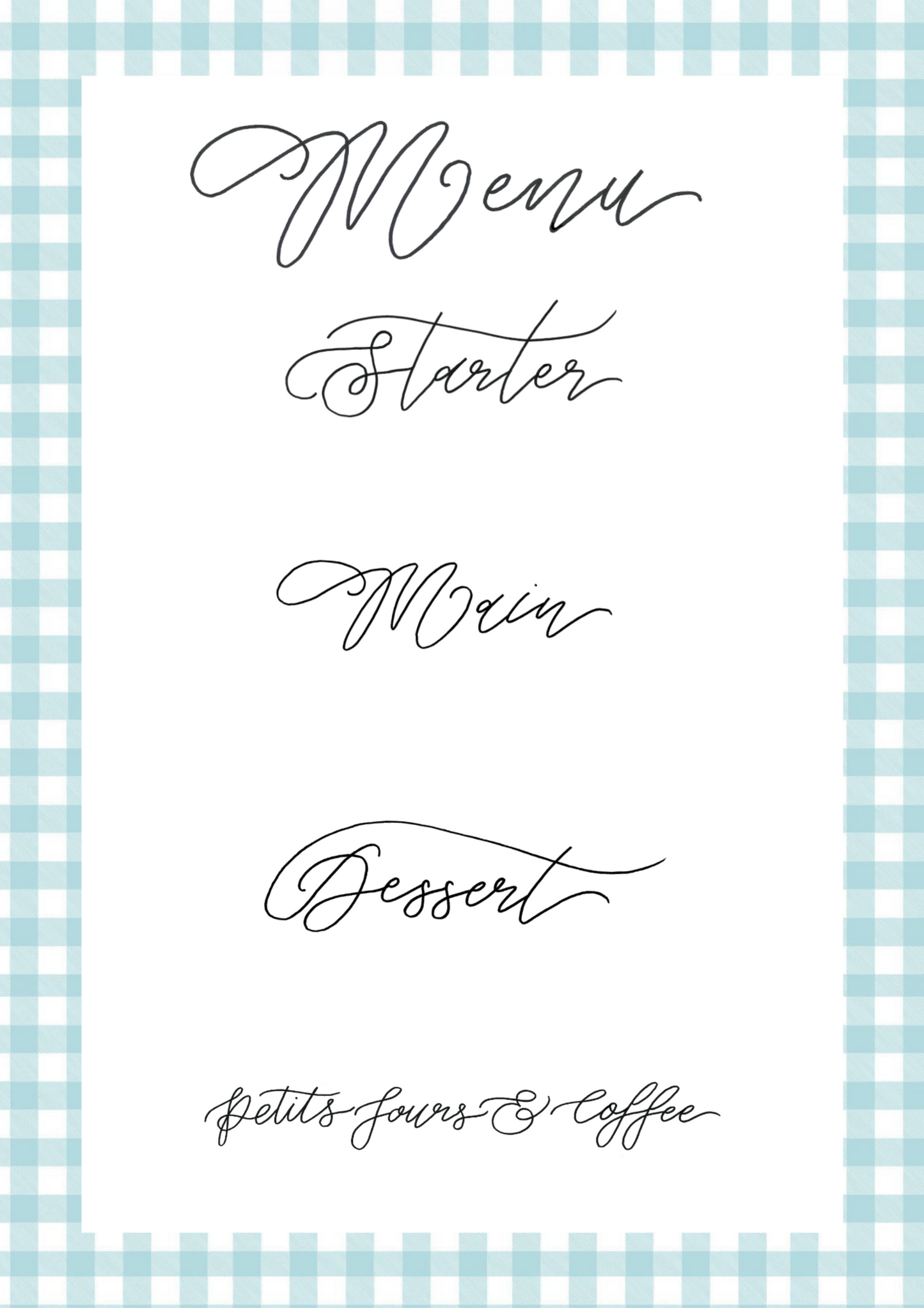 Blue Gingham Downloadable Menu