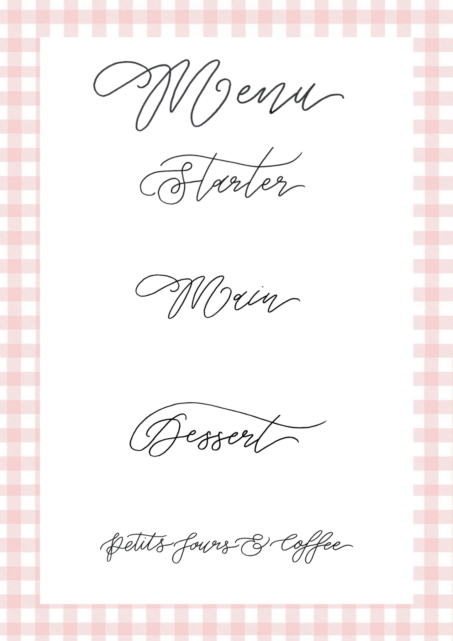 Pink Gingham Downloadable Menu