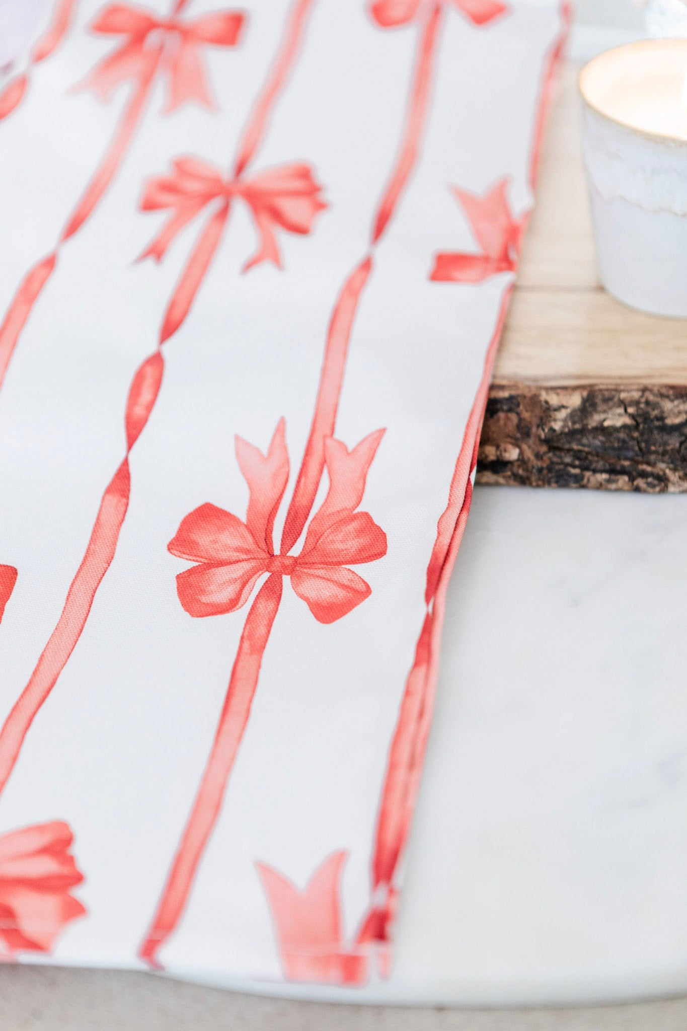 Red Ribbons Tea Towel
