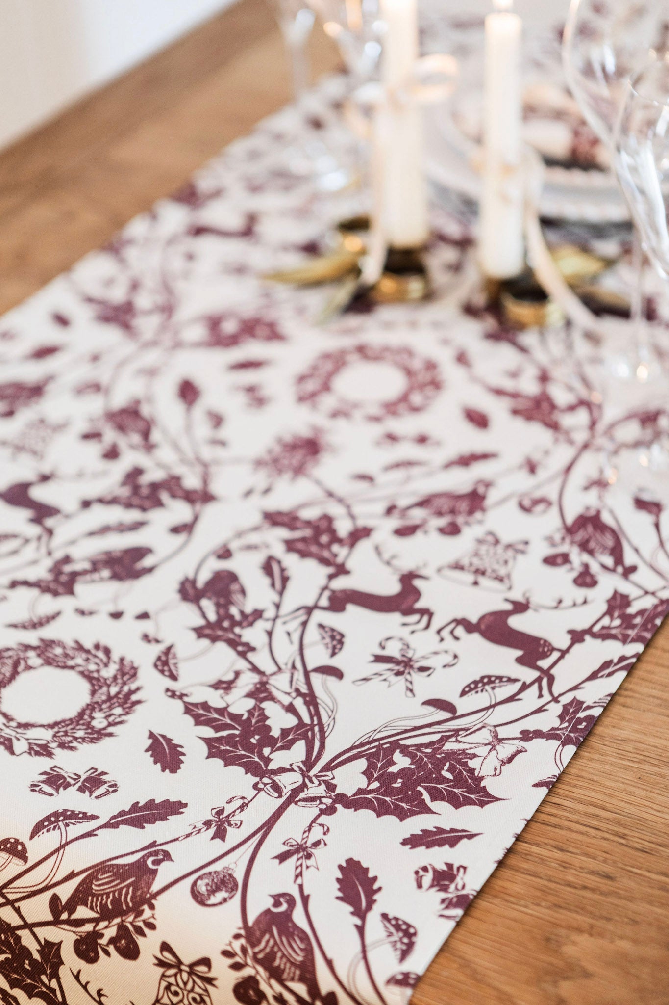 Burgundy Stag Table Runner