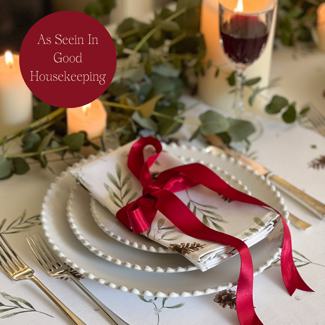 SAMPLE SALE - Mistletoe and Pine Tablecloth/Runner - White Berries