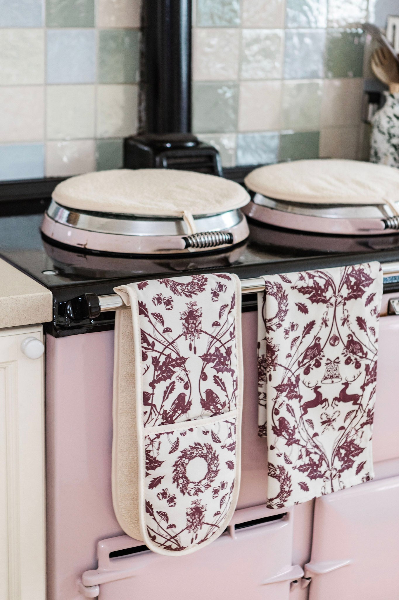 Burgundy Stag Tea Towel