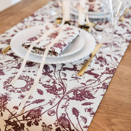 Burgundy Stag Table Runner