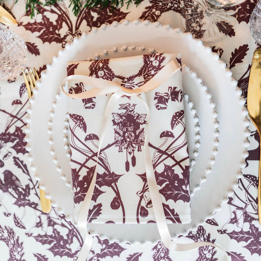 Burgundy Stag Napkin (Pair)