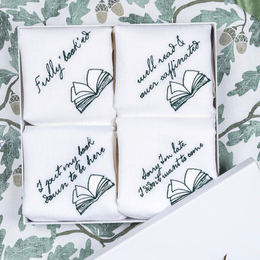 The Bookish Collection - Embroidered Napkin Gift Set
