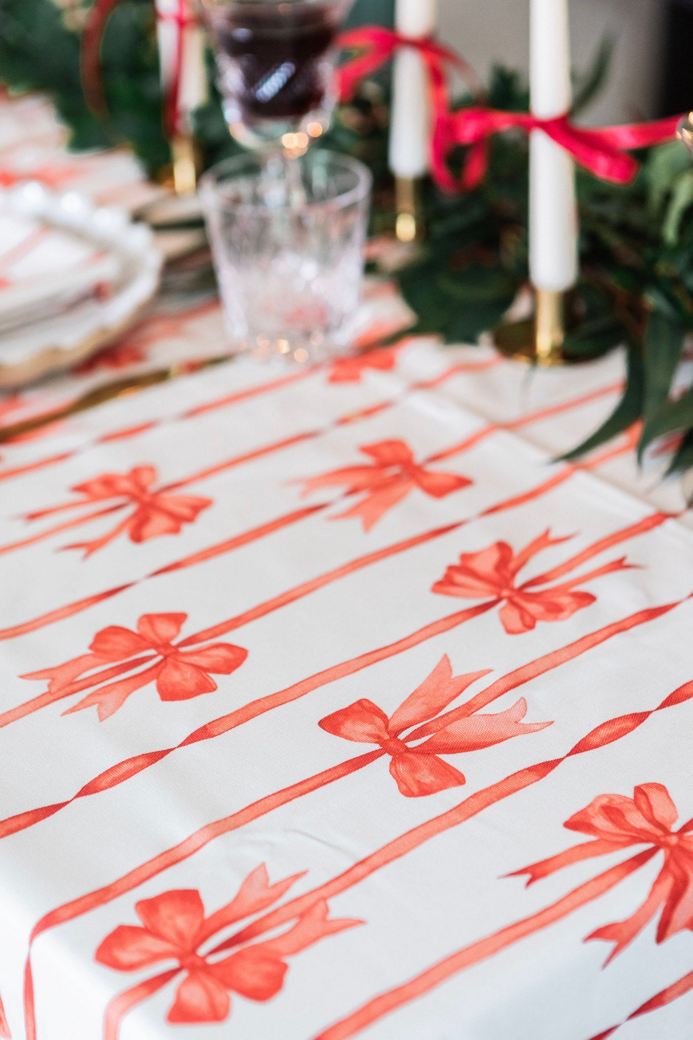 Red Ribbons Tablecloth