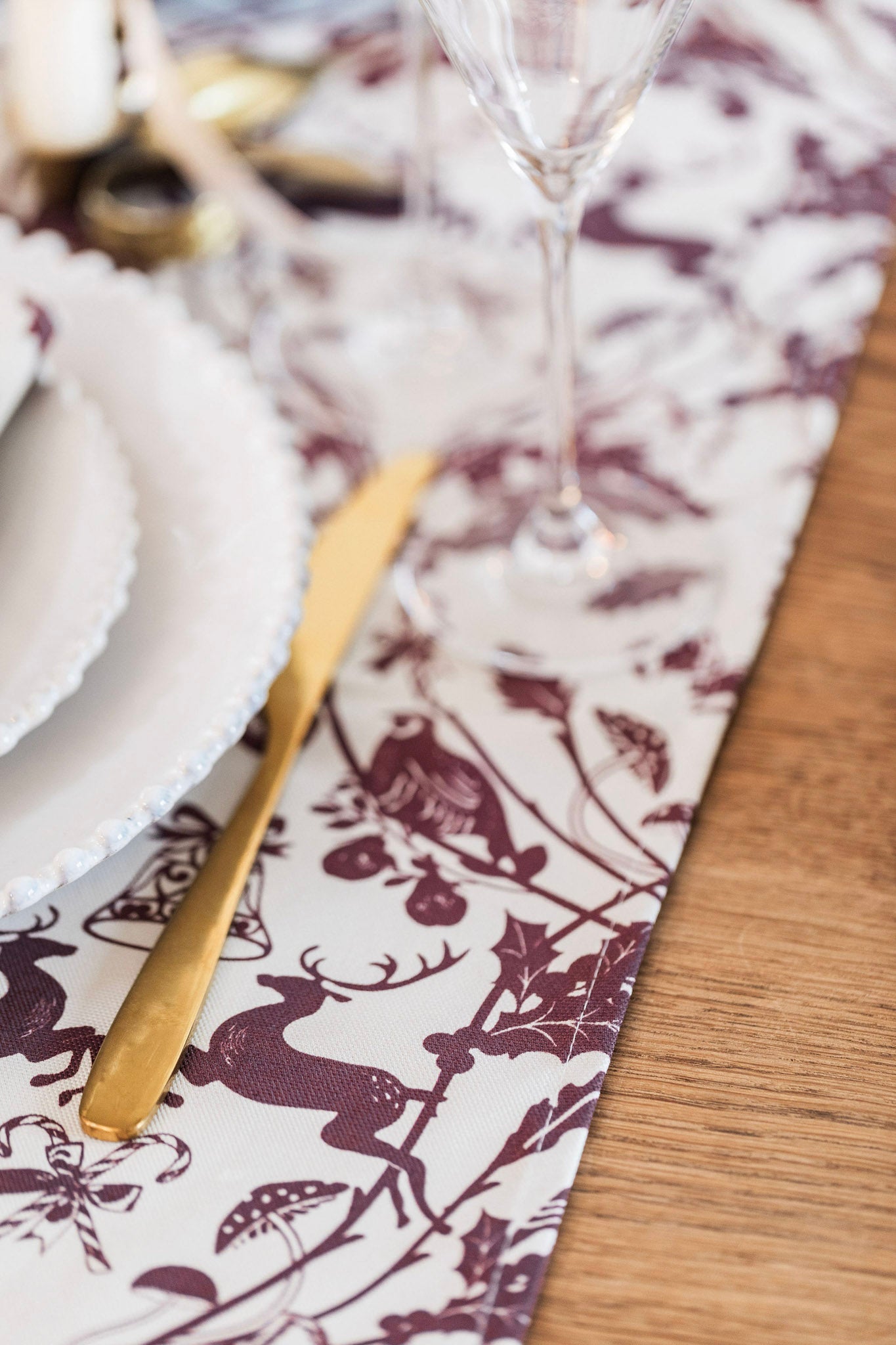 Burgundy Stag Table Runner