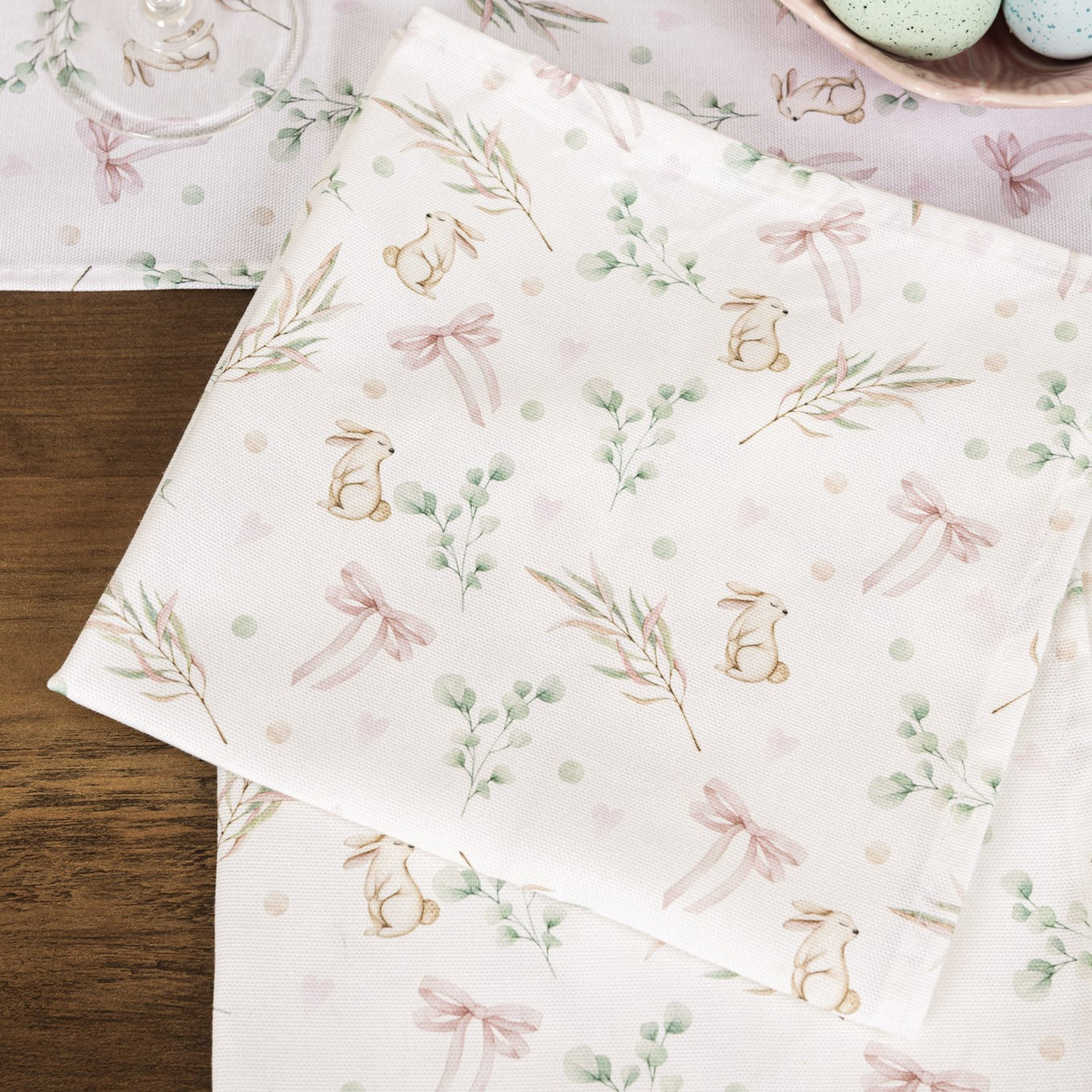 Bunnies and Bows Napkins (Pair)