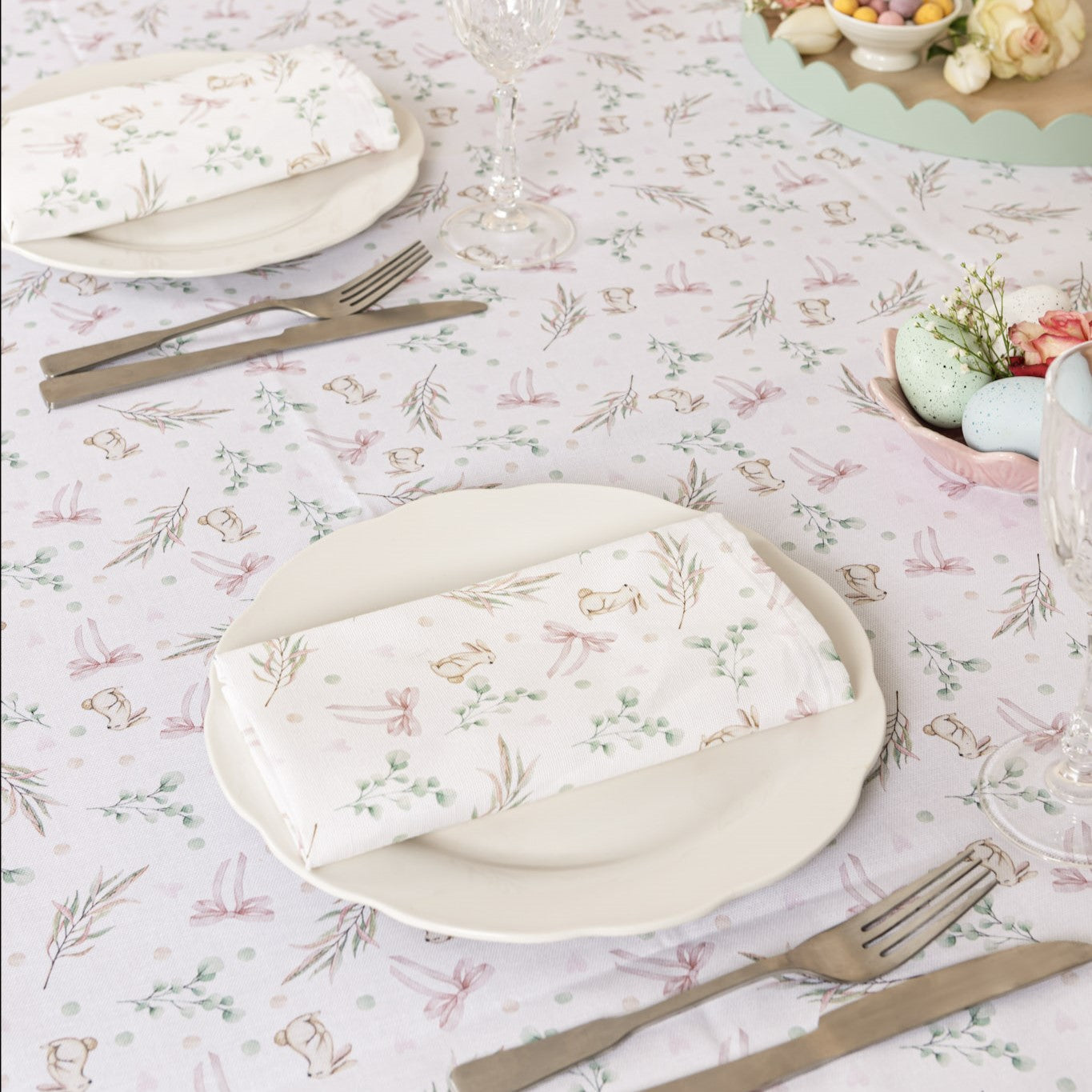 Bunnies and Bows Napkins (Pair)