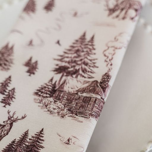 Festive Toile - Burgundy Napkin (Pair)