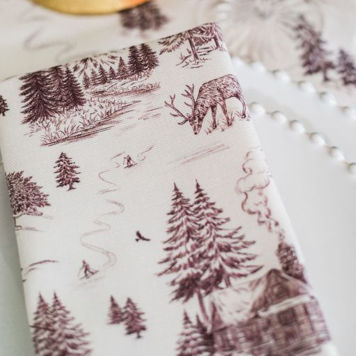 Festive Toile - Burgundy Napkin (Pair)