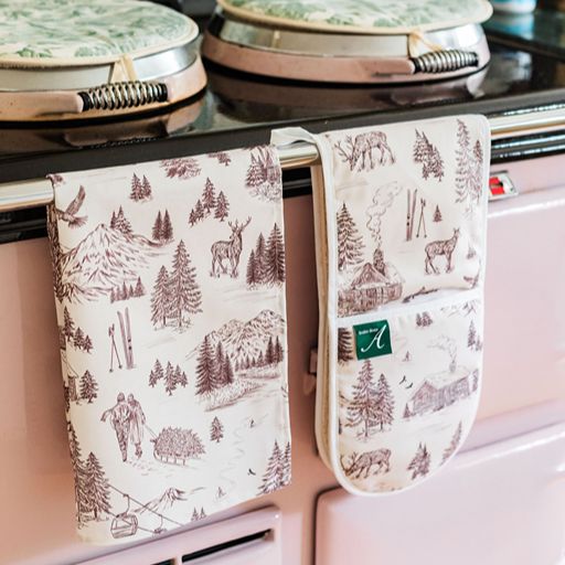 Festive Toile - Burgundy Oven Glove