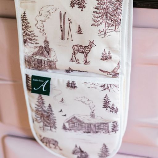 Festive Toile - Burgundy Oven Glove