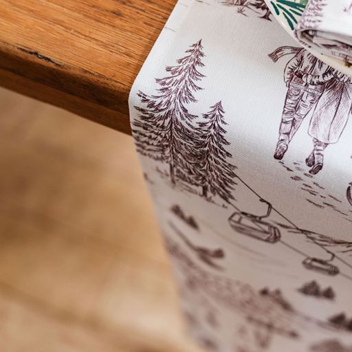 Festive Toile - Burgundy Table Runner