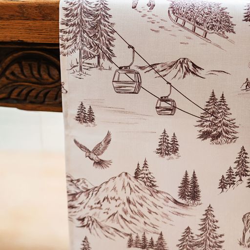 Festive Toile - Burgundy Table Runner