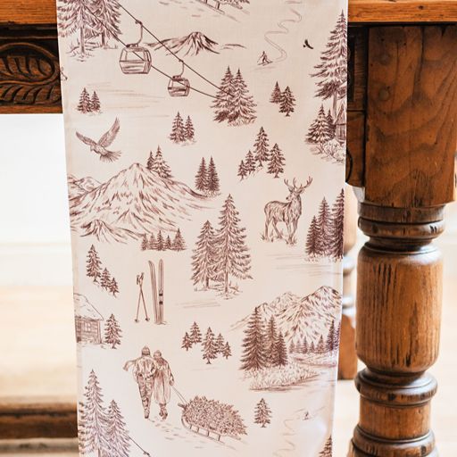 Festive Toile - Burgundy Table Runner