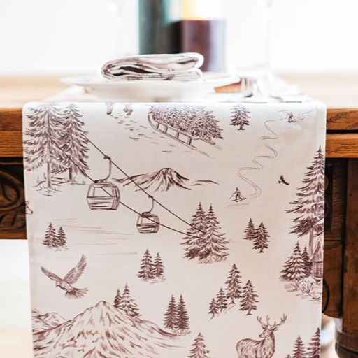 Festive Toile - Burgundy Table Runner