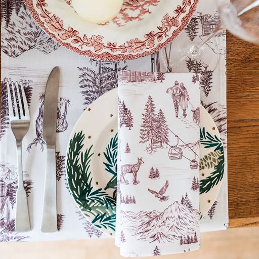 Festive Toile - Burgundy Table Runner