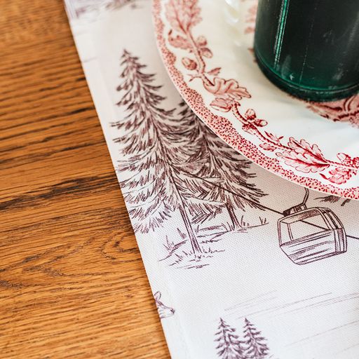 Festive Toile - Burgundy Table Runner