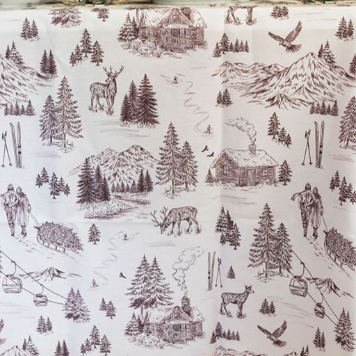 Festive Toile - Burgundy Tablecloth