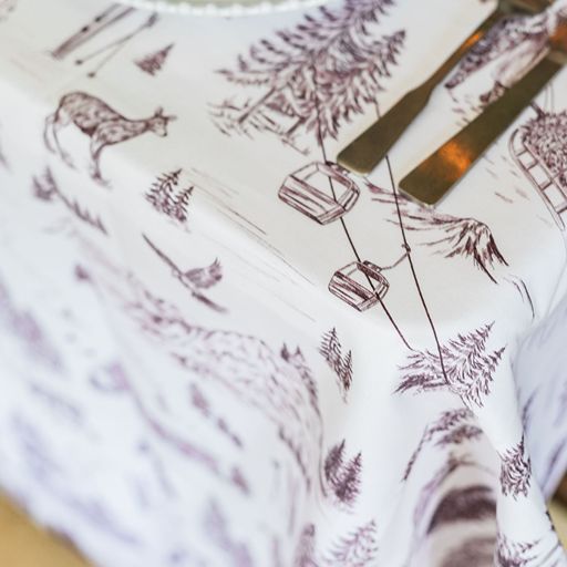 Festive Toile - Burgundy Tablecloth