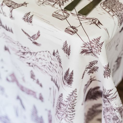 Festive Toile - Burgundy Tablecloth