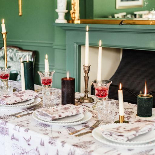 Festive Toile - Burgundy Tablecloth