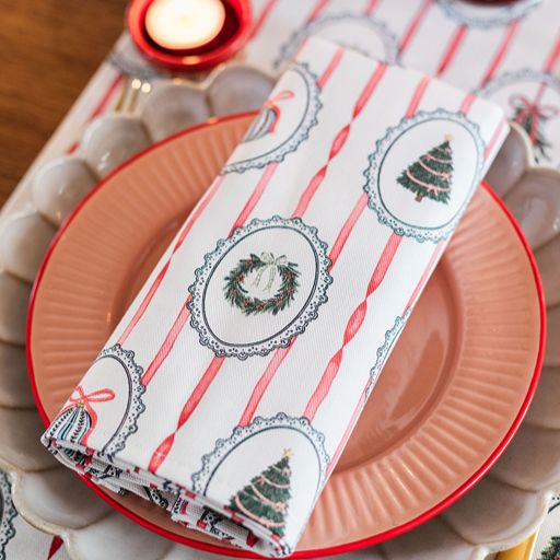 Stripe the Halls Napkin (Pair) - Shipping September