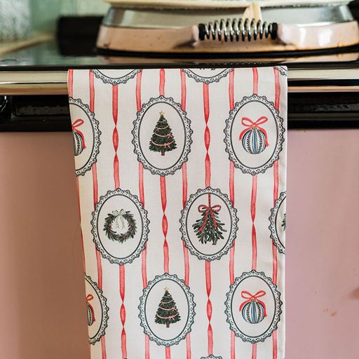 Stripe the Halls Tea Towel - Shipping September