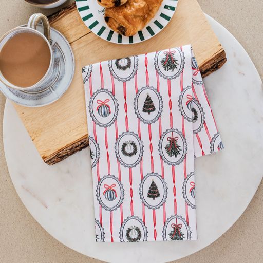 Stripe the Halls Tea Towel - Shipping September