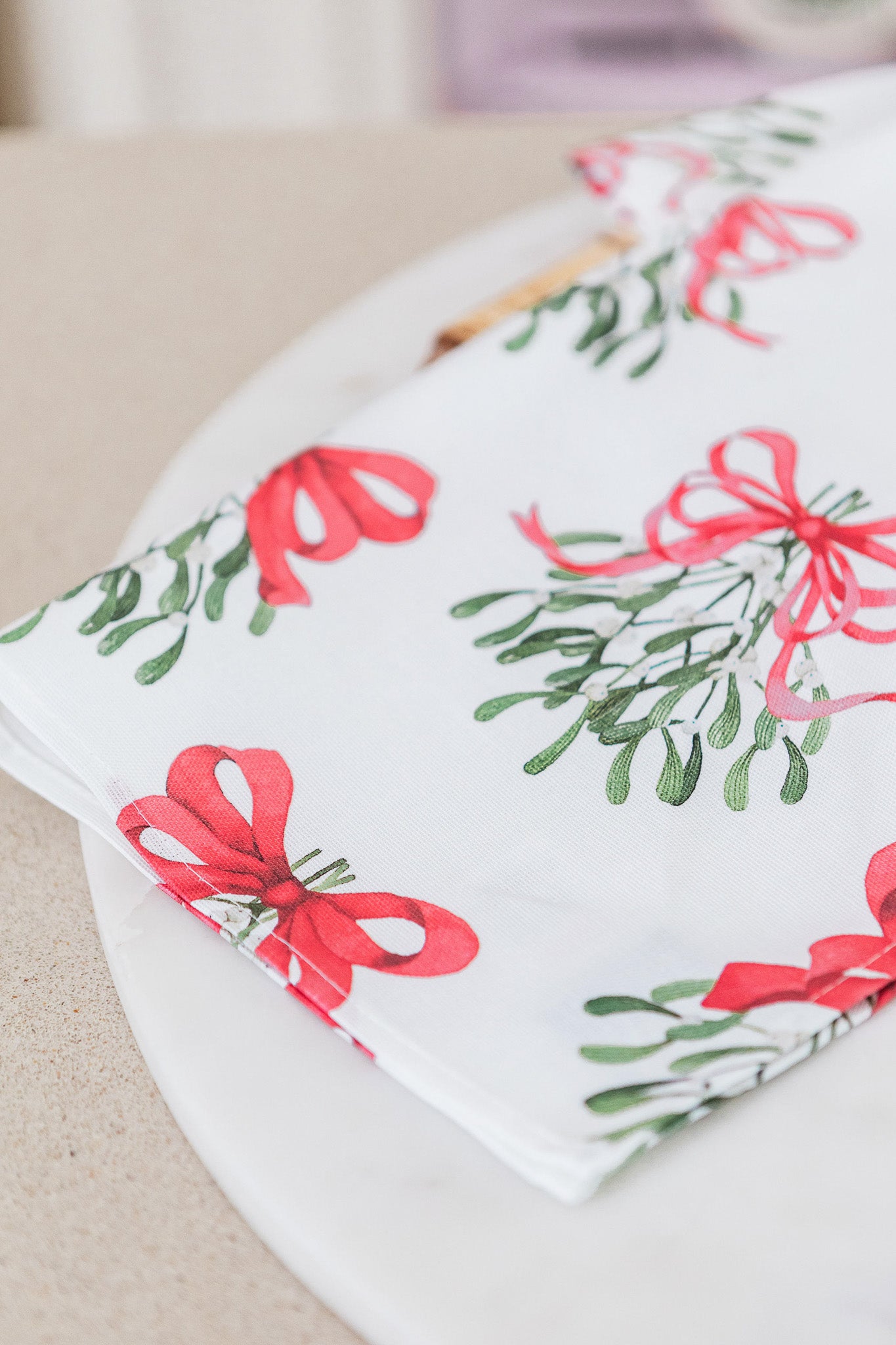 Cream Bows Tea Towel