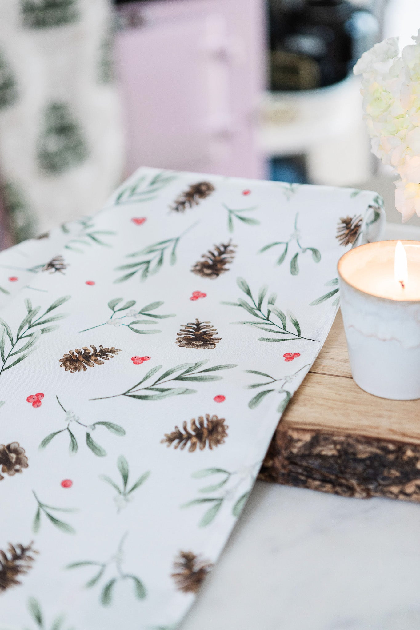 Red Mistletoe Tea Towel
