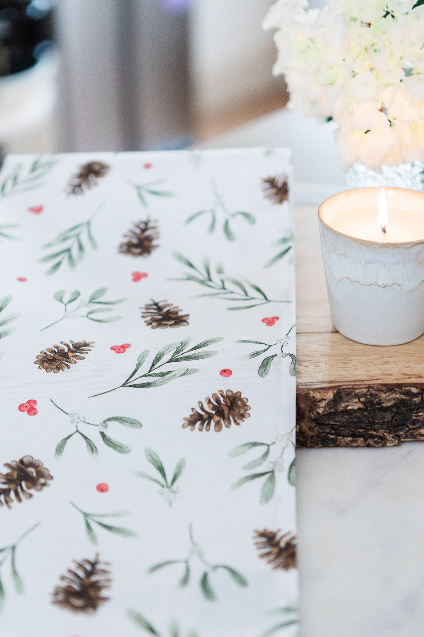 Red Mistletoe Tea Towel