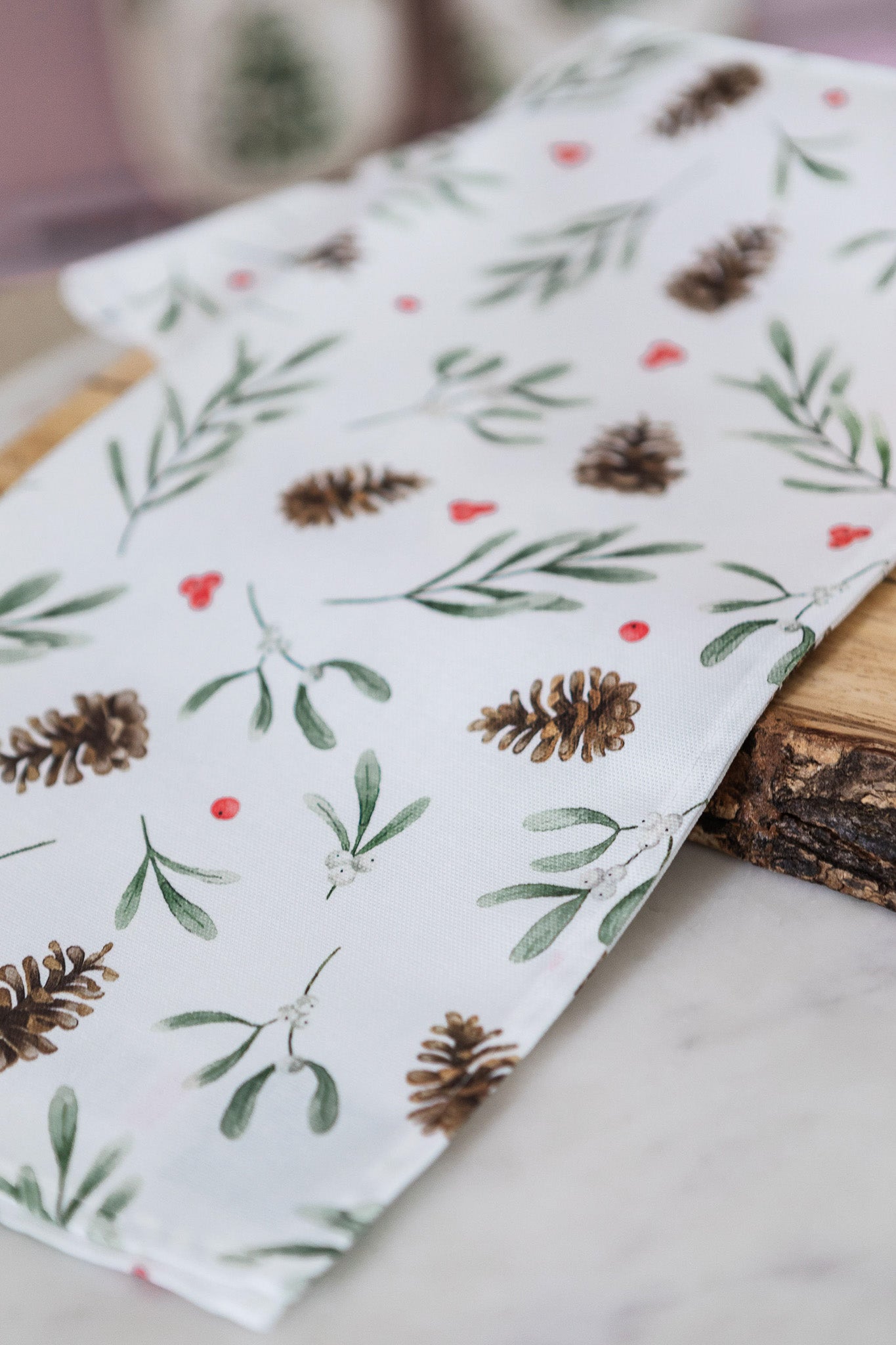 Red Mistletoe Tea Towel