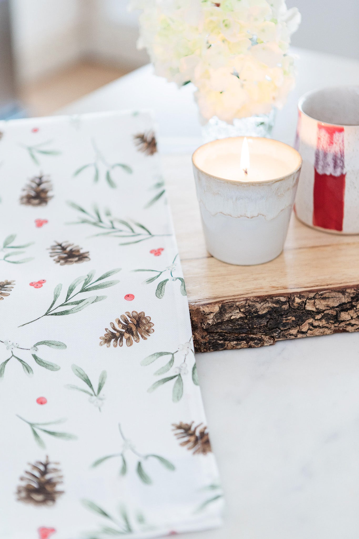 Red Mistletoe Tea Towel